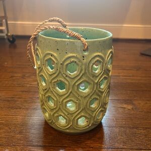 Anthropologie aqua ceramic lantern